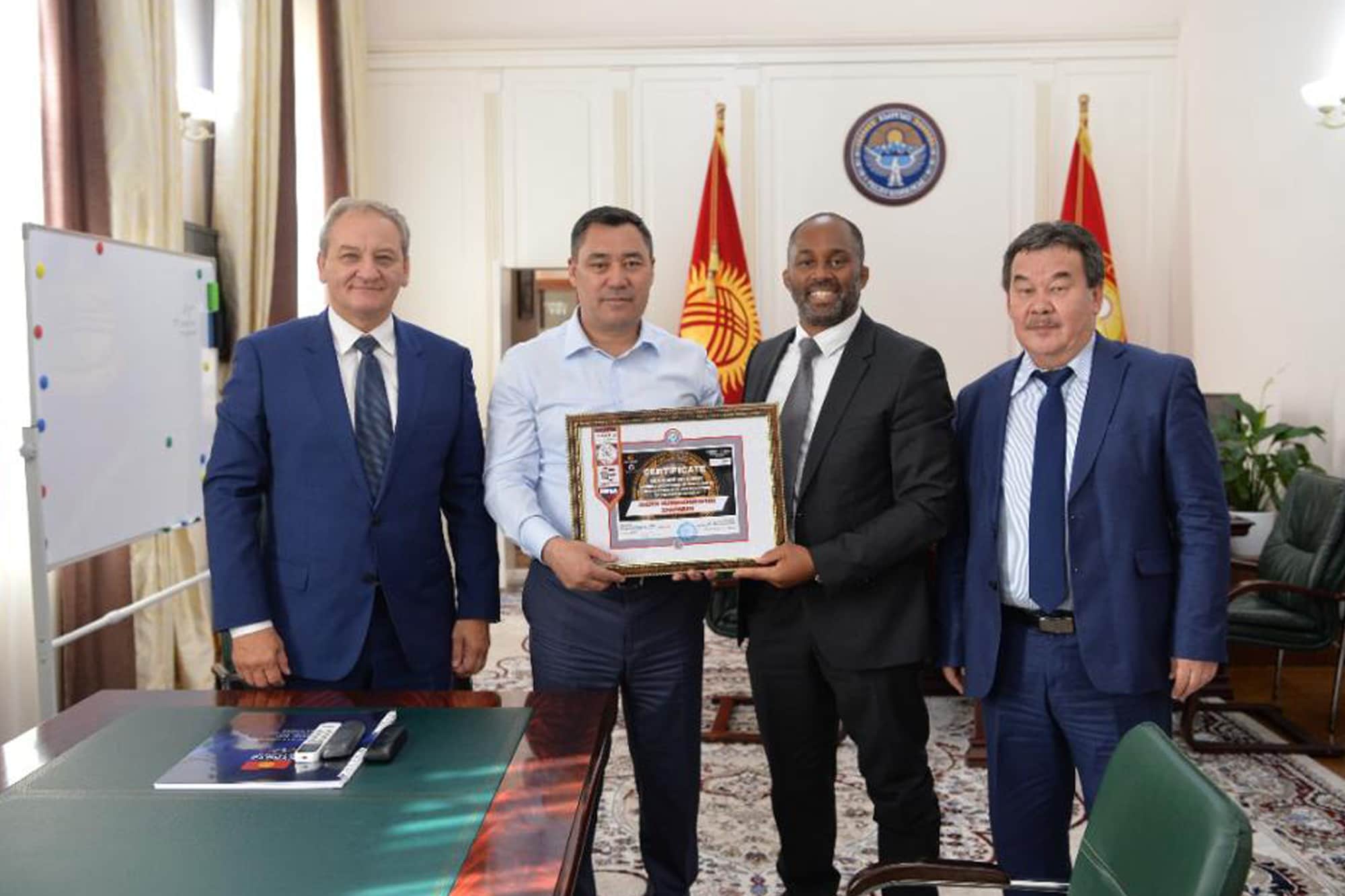 Kerrith Brown meets President of Kyrgyzstan who agrees to become Honorary President of the Kyrgyzstan MMA federation