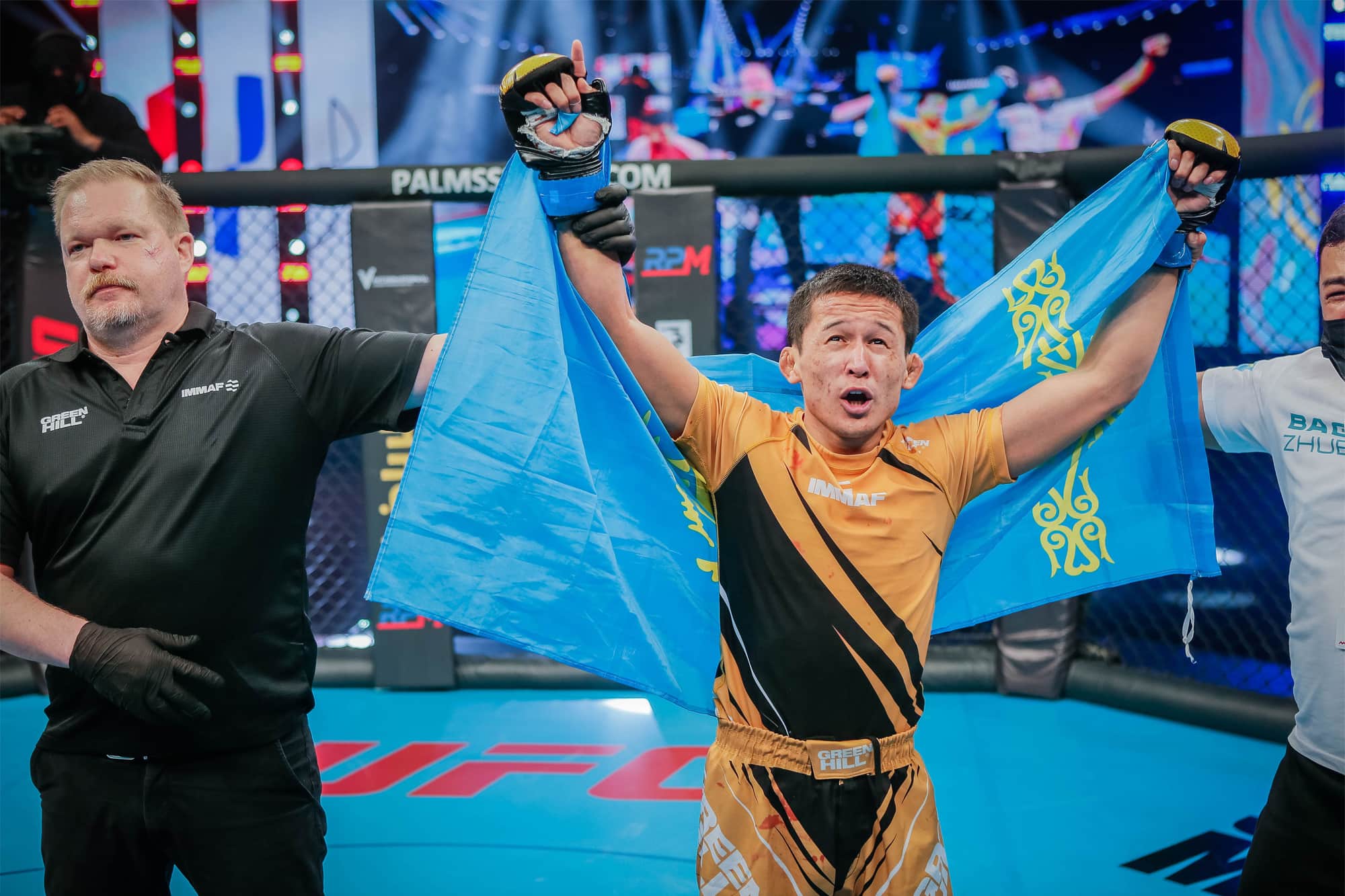 Kazakhstan’s Zhubanysh becomes IMMAF’s first three-time world champion while Kiwi rising star Jenkins stuns rival as Day 6 concludes in Abu Dhabi